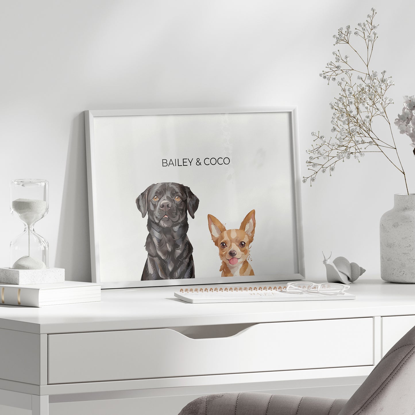 Aquarell Illustration - Duo - Gerahmtes Bild