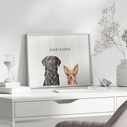 Aquarell Illustration - Duo - Gerahmtes Bild